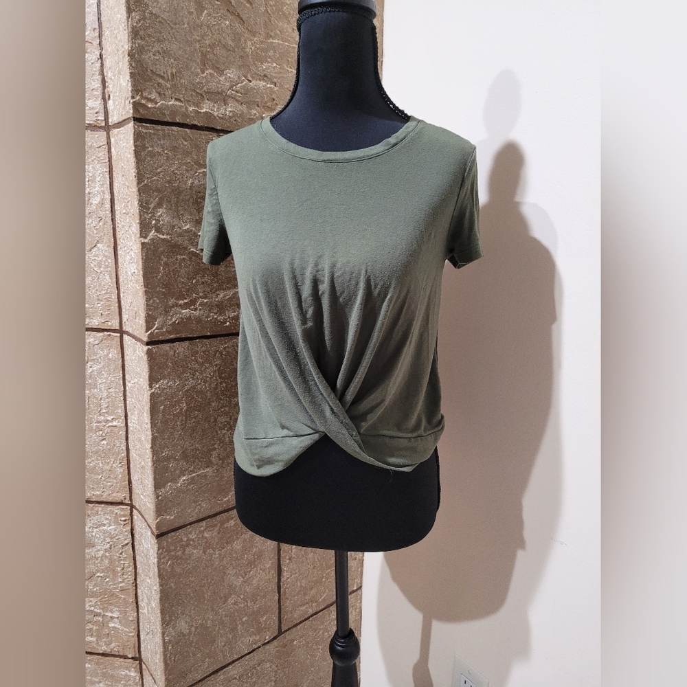 Old Navy Green Tie Front Short Sleeve T-Shirt